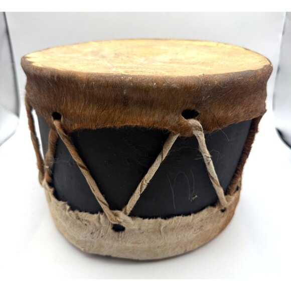 Vintage 2 Sided Native American Indian Rawhide Stretched Drum 12” X 10” Handmade - Picture 2 of 11